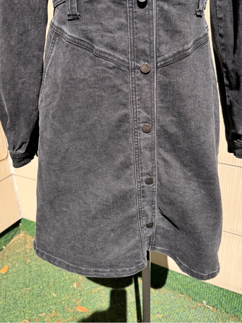 Habitual Washed Black Long Sleeves Denim Dress With Front Pockets  Size Small - Picture 5 of 7
